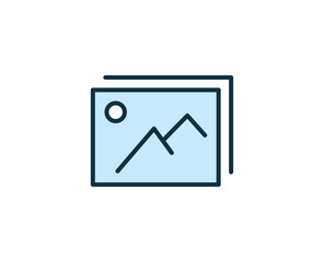 Gallery flat icon. Thin line signs for design logo, visit card, etc. Single high-quality outline symbol for web design or mobile app. Sign outline pictogram.