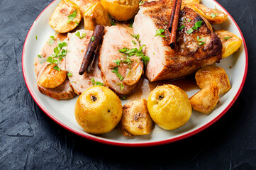 Baked pork with apples