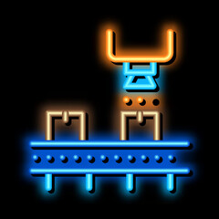 industry manufacturing neon light sign vector. Glowing bright icon industry manufacturing sign. transparent symbol illustration