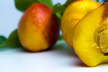Nectarine. Nectarine on white background. Sweet fresh fruit.