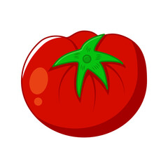 Illustration of red tomato. green leaf. good for logo,icon and symbol