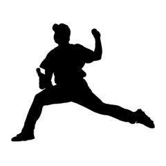 Fototapeta na wymiar Baseball Pitcher player silhouette vector icon throwing pitch 