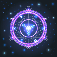 alchemic ornament, circle of invocation, esoteric signs