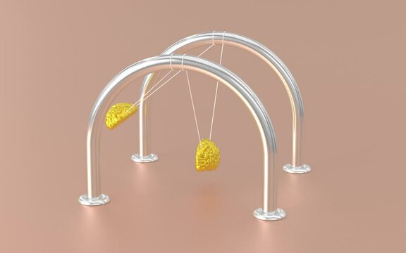 The environment is altered by golden brains. 3D Animation.