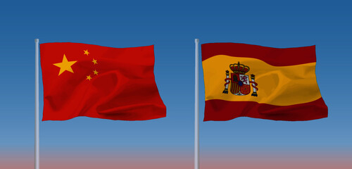 中国とスペインの国旗