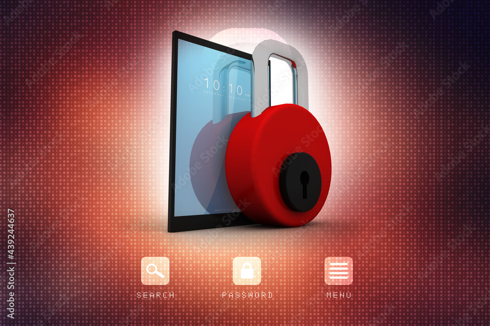 Poster 3d illustration of security concept in abstract technology background