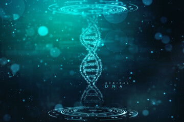 Illustration of DNA, Science background with DNA strand technology background.