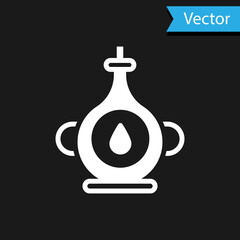 White Oil bottle icon isolated on black background. Vector