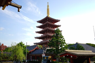 Five story Pagoda at Asakusa Kannon Sensoji temple in Tokyo, Japan - 日本 東京都 浅草...