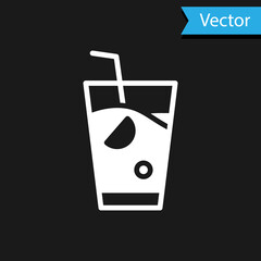 White Fresh smoothie icon isolated on black background. Vector