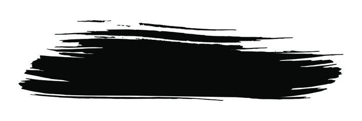 Brush mask isolated on white background. Vector black stain brush, ink splash or smudge makeup texture sample. 