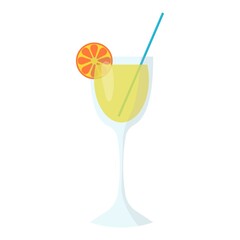 Vector illustration of cocktail in glass decorated with orange