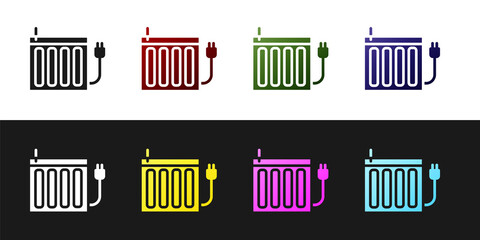 Set Heating radiator icon isolated on black and white background. Vector