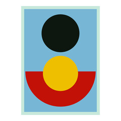 Sea Abstract Geometric Wall Art. Mid Century Illustration in Minimal Style for house Decoration Background. Shape Art Set of soft color painting in boho style. poster template layouts.