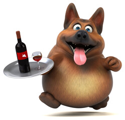 Fun german shepherd dog - 3D Illustration