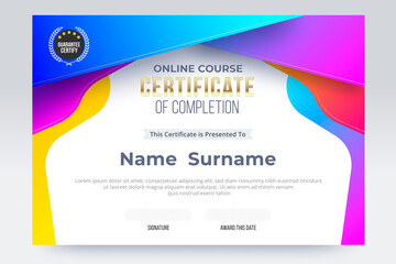 Online course Certificate of completion template. vector illustration eps10.