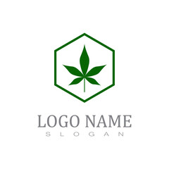 Cannabis Marijuana Hemp Pot Leaf Silhouettes Logo Vector