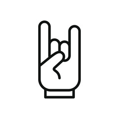 Rock hand gesture icon. Devil horns sign. Heavy metal music symbol. Mouse click cursor logo silhouette. Vector illustration image.