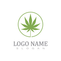 Cannabis Marijuana Hemp Pot Leaf Silhouettes Logo Vector