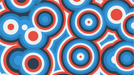 Abstract background of multicolored concentric circles in red and blue colors. Vector illustration.