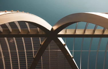 Acrylglas Duschewand mit Foto Helix-Brücke Detail of a bridge on the river of Madrid, Spain
