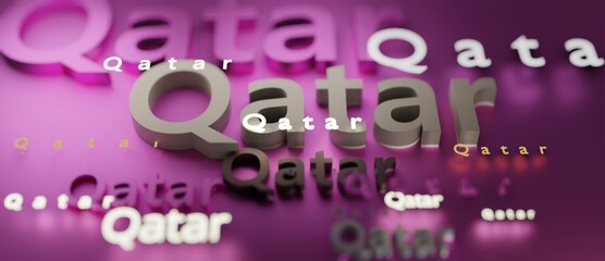 Abstract Qatar 3D TEXT Rendered Poster (3D Artwork)