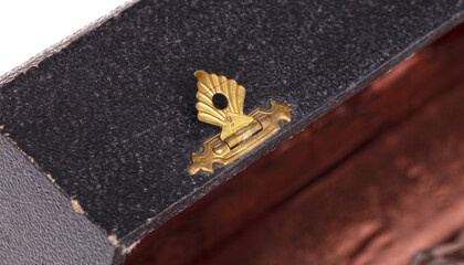 Old leather box isolated