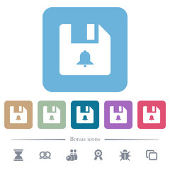 File alerts flat icons on color rounded square backgrounds