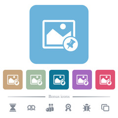 Pin image flat icons on color rounded square backgrounds