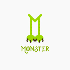 Letter M, monster logo. Vector design