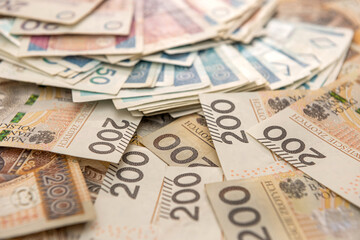 Polish money Zloty, 20 50 200 pln