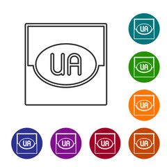 Black line National flag of Ukraine icon isolated on white background. Set icons in color circle buttons. Vector