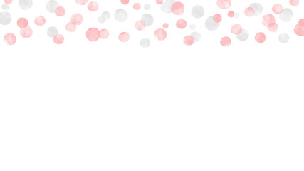 Watercolor illustration of pastel pink and light grey confetti upper border background.