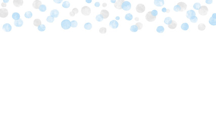 Watercolor illustration of pastel blue and light grey confetti upper border background.