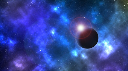 Obraz na płótnie Canvas Space background with shiny star and eclipse
