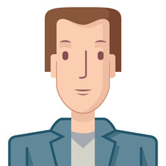 Young man avatar, flat style. Illustration of a young man drawn in flat style.