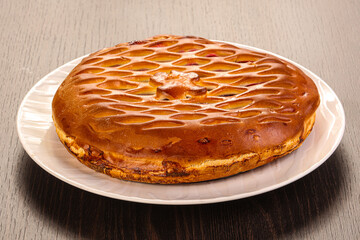 Tasty hot baked round pie