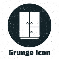 Grunge Wardrobe icon isolated on white background. Monochrome vintage drawing. Vector