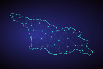 Map of Georgia. Wire frame 3D mesh polygonal network line, design sphere, dot and structure. communications map of Georgia. Vector.
