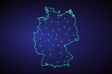 map of Germany. Wire frame 3D mesh polygonal network line, design sphere, dot and structure. Vector illustration eps 10.