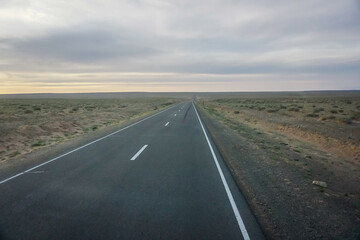 Fototapeta premium Quiet and empty road in Mongolia