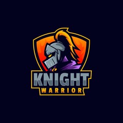 Vector Logo Illustration Knight Warrior E-Sport and Sport Style.