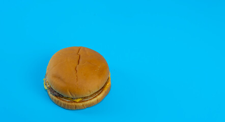 Delicious burger on blue background