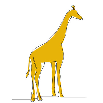yellow giraffe one continuous line drawing