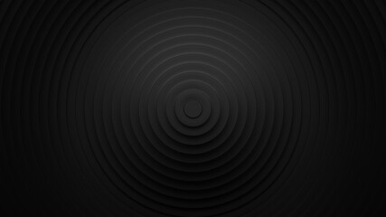 Black abstract background with rings ripple 3D rendering