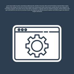 Blue line Browser setting icon isolated on blue background. Adjusting, service, maintenance, repair, fixing. Vector Illustration