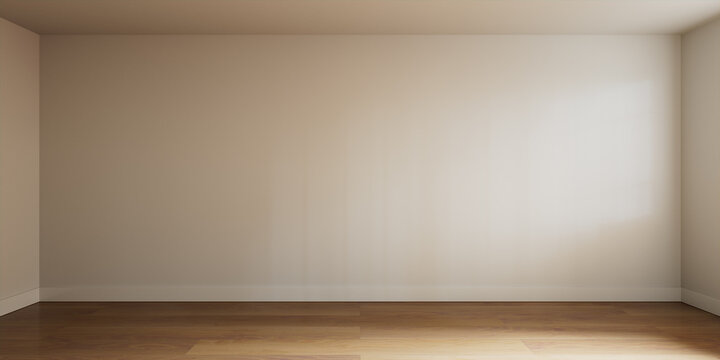 Interior Wall. Empty White Room Background with a Wood Floor. 3D Render.