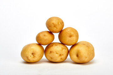 Potatoes on a white background.