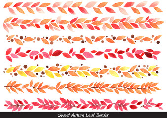 Sweet autumn leaves border for decoration on autumn season and thanksgiving festival.