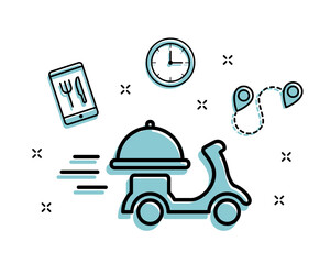 Food Delivery and Take Away food Icon. Vector illustration.